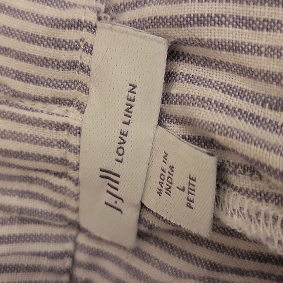 J. Jill Love Linen Women's Blue White Stripe Crop Linen Sailor Pants - Picture 3 of 3